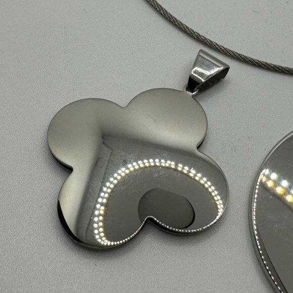 Milor Italy Steel by Design Set of 3 Pendants w Adjustable Necklace Heart Circle - Picture 6 of 8